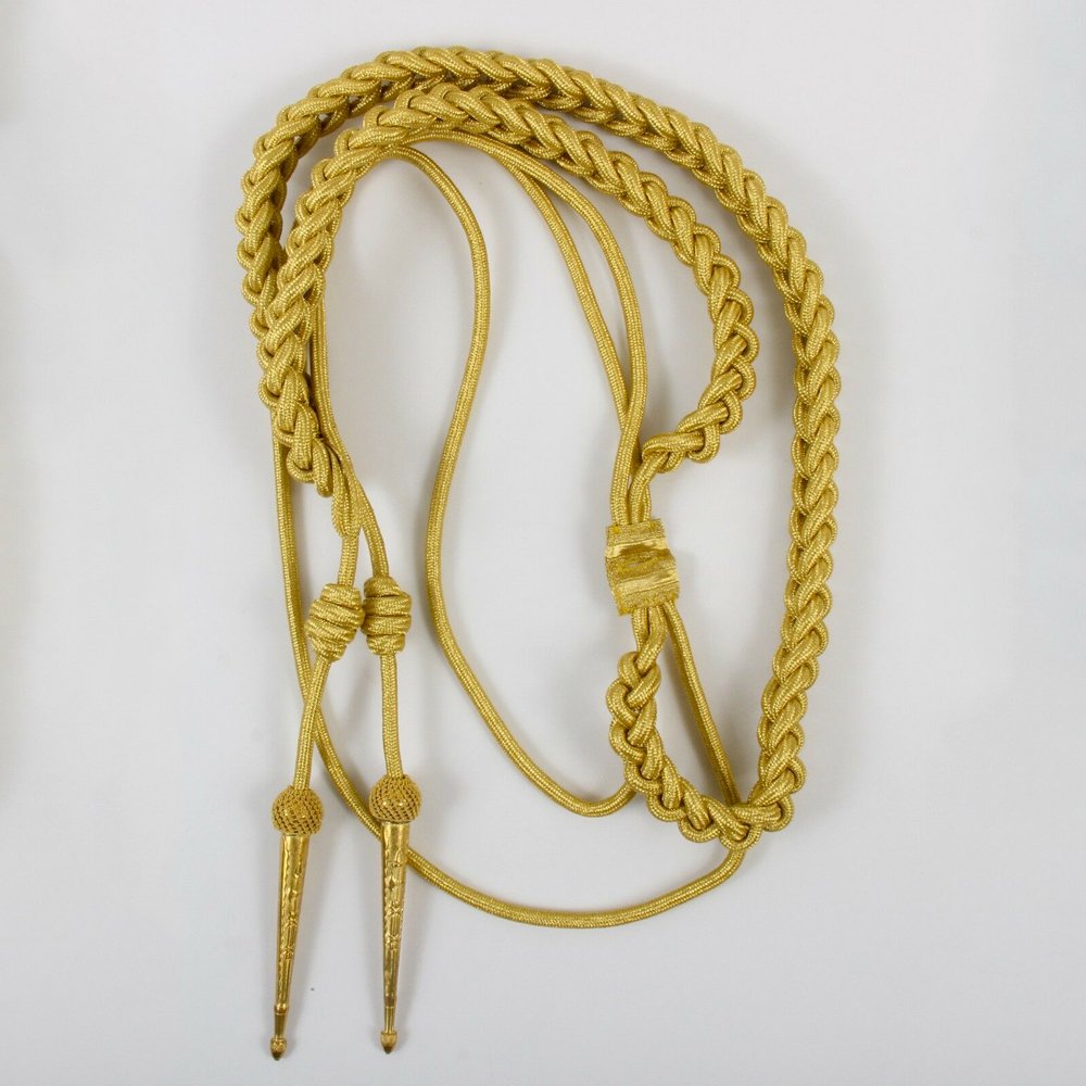 Aiguillette Gold Cord Army Two Brass Gold Plated Tips
