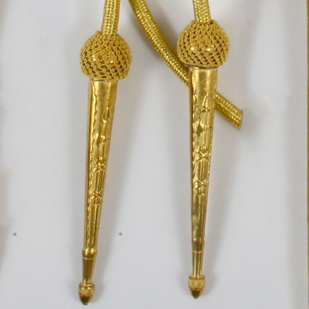 Aiguillette Gold Cord Army Two Brass Gold Plated Tips