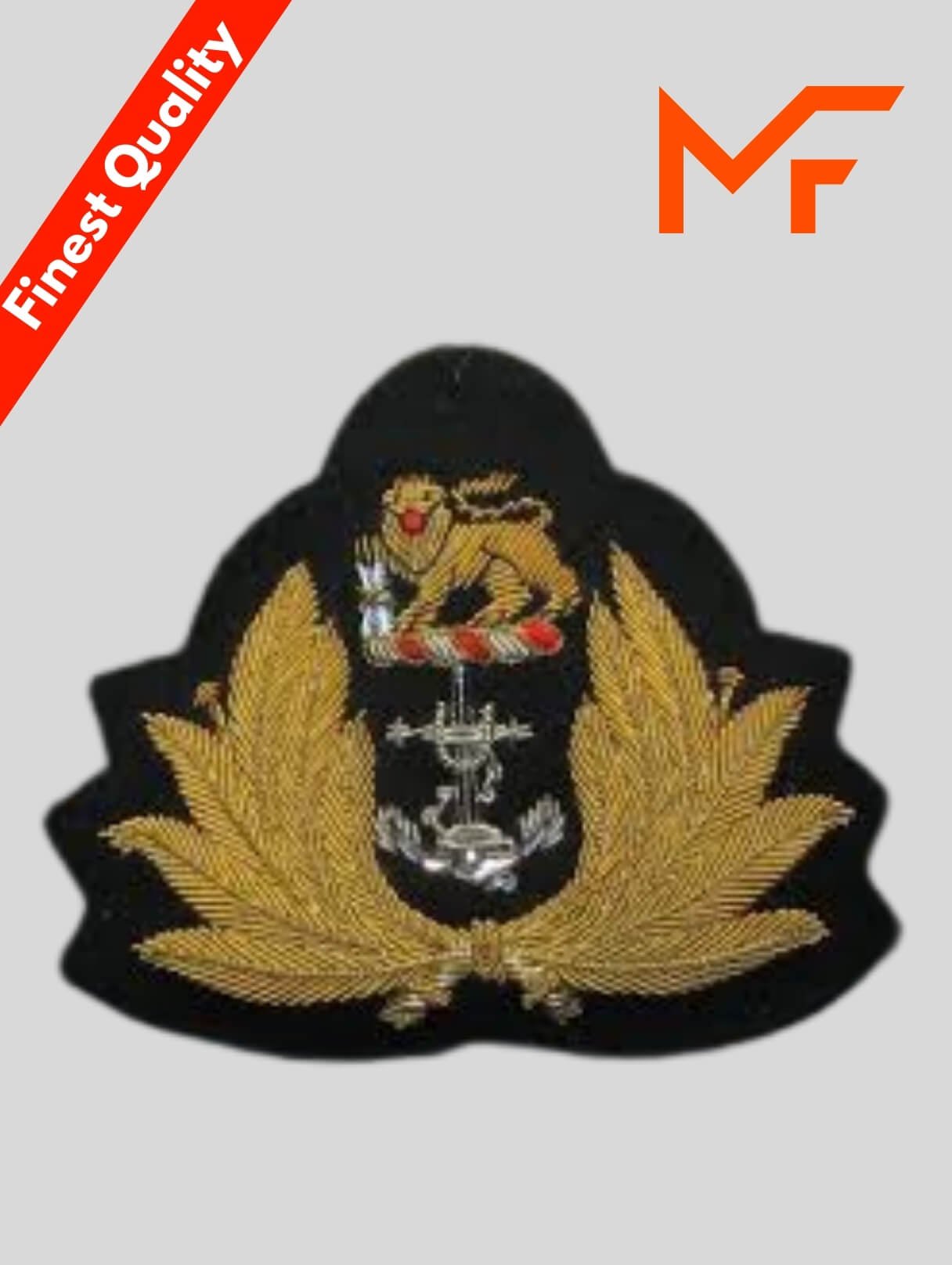 Golden And Black Patch Lion Icon SA Navy Officer Cap badge