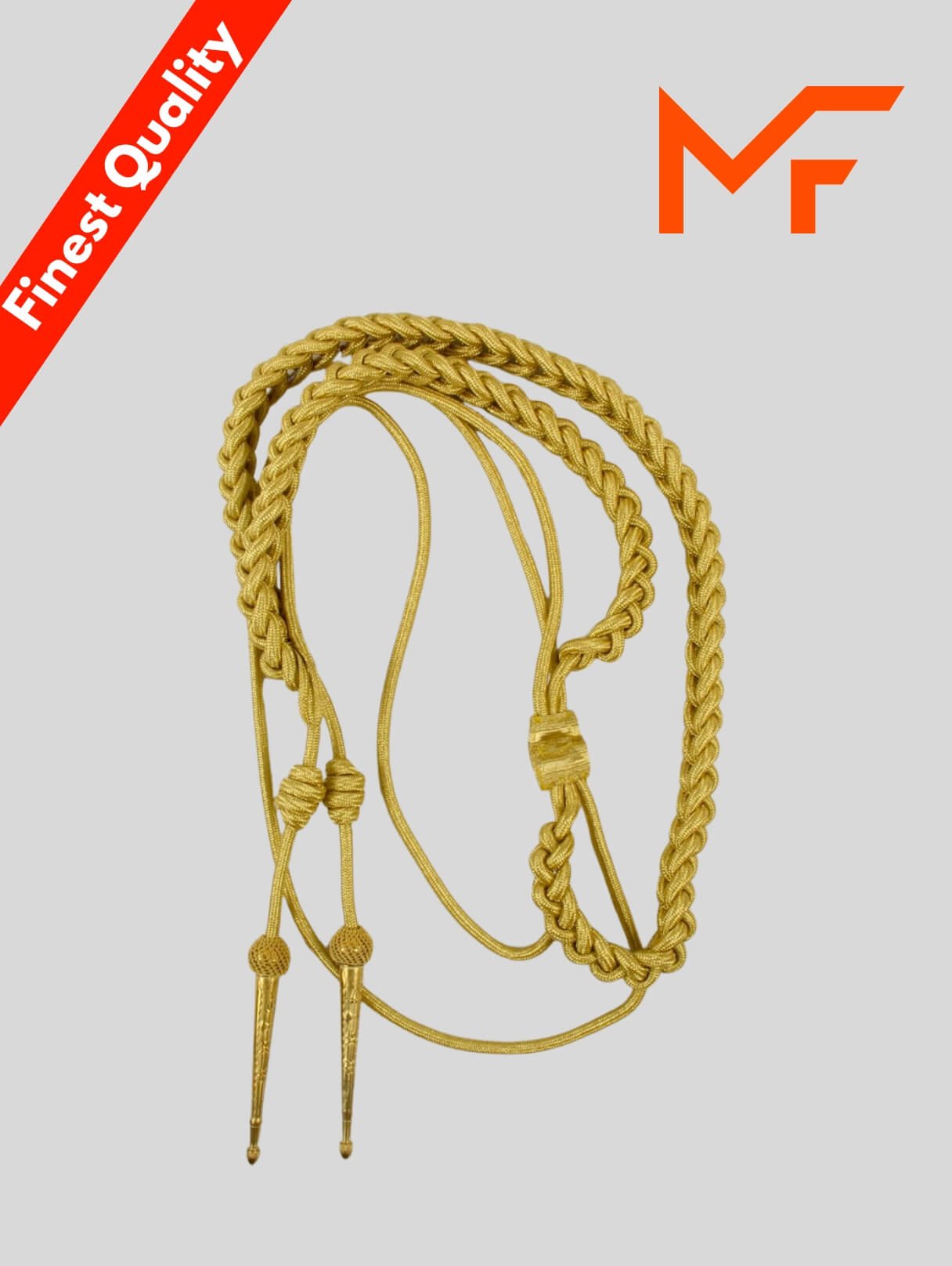 Aiguillette Gold Cord Army Two Brass Gold Plated Tips