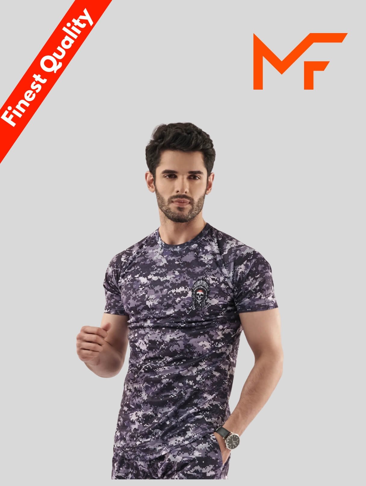 Camouflages T Shirts in Grey colour