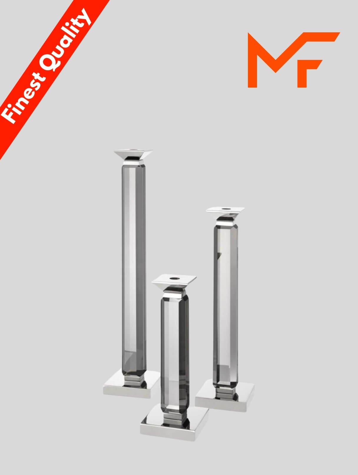 Shiny Silver 3 Piece Candle Stand