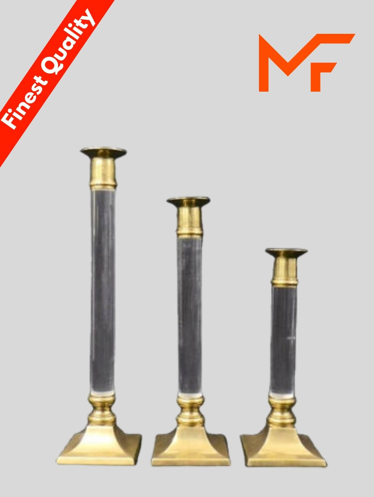 Shiny Black And Golden 3 Piece Candle Standle