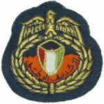 kuwaiti-national-guard-officer-beret-badge-old-type---on-green--mylar-officers-cap-badge