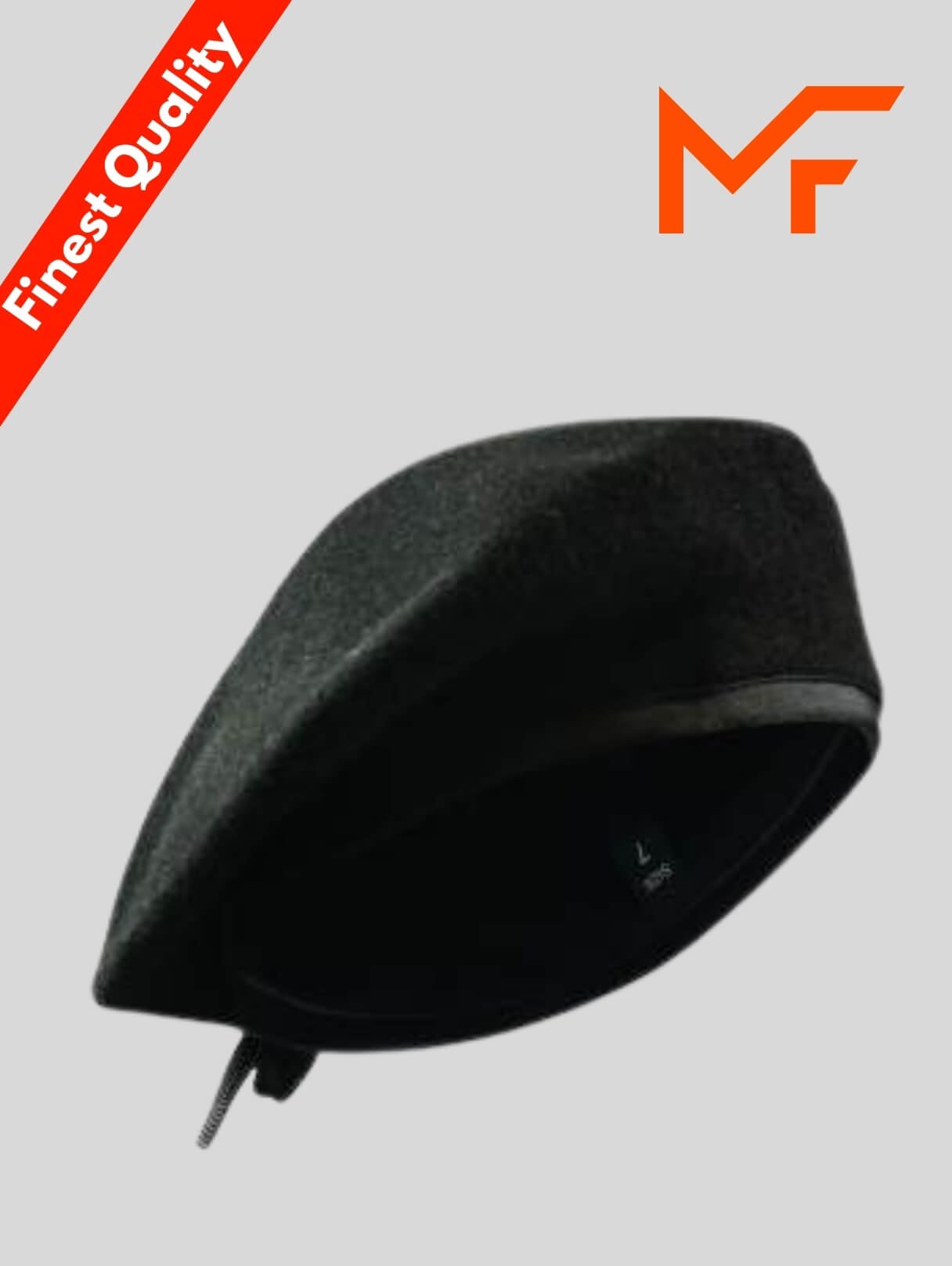 Solid Military Beret With Wool and Leather