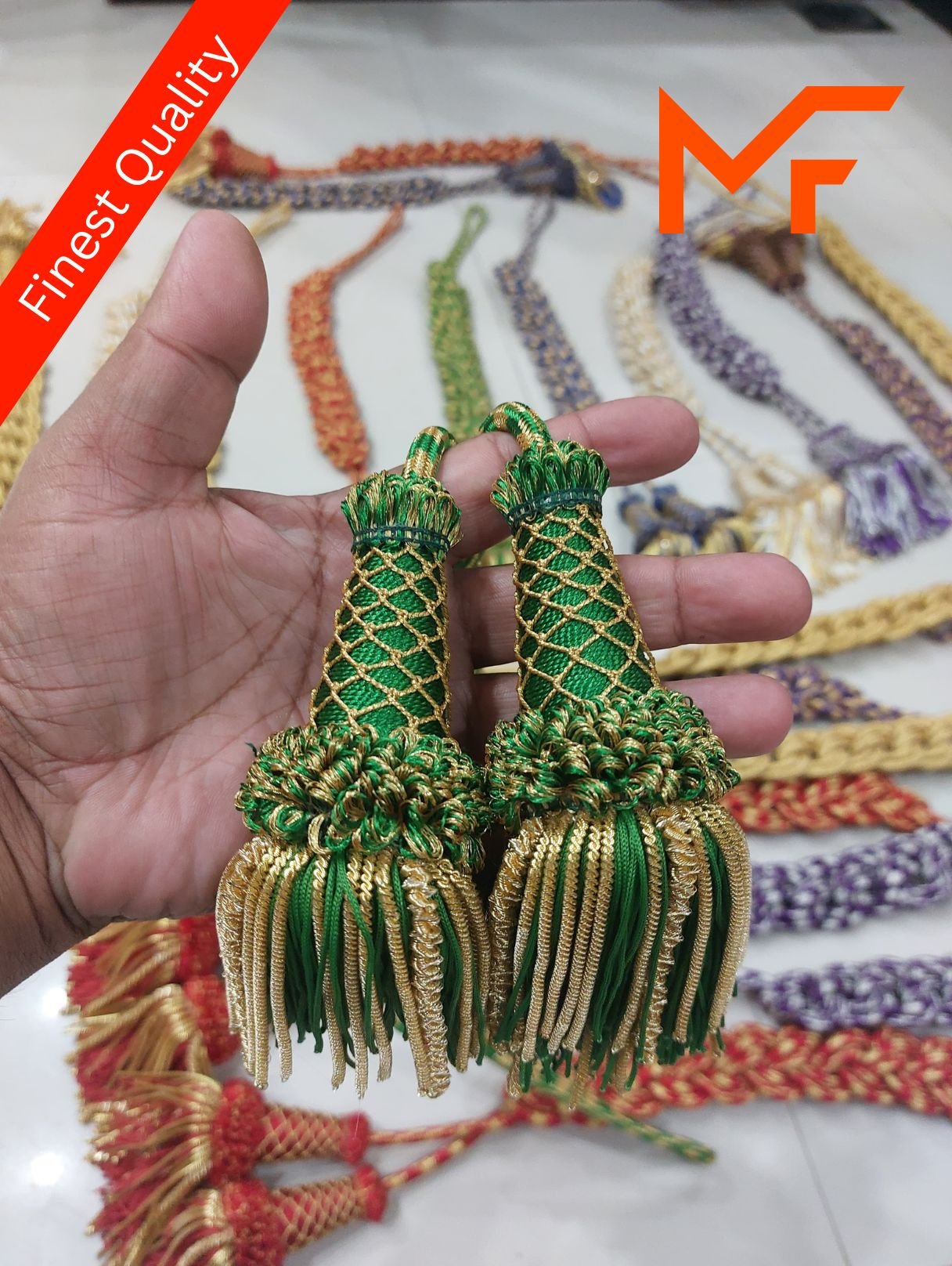 Traditional Green Bullion Fringe Tassels