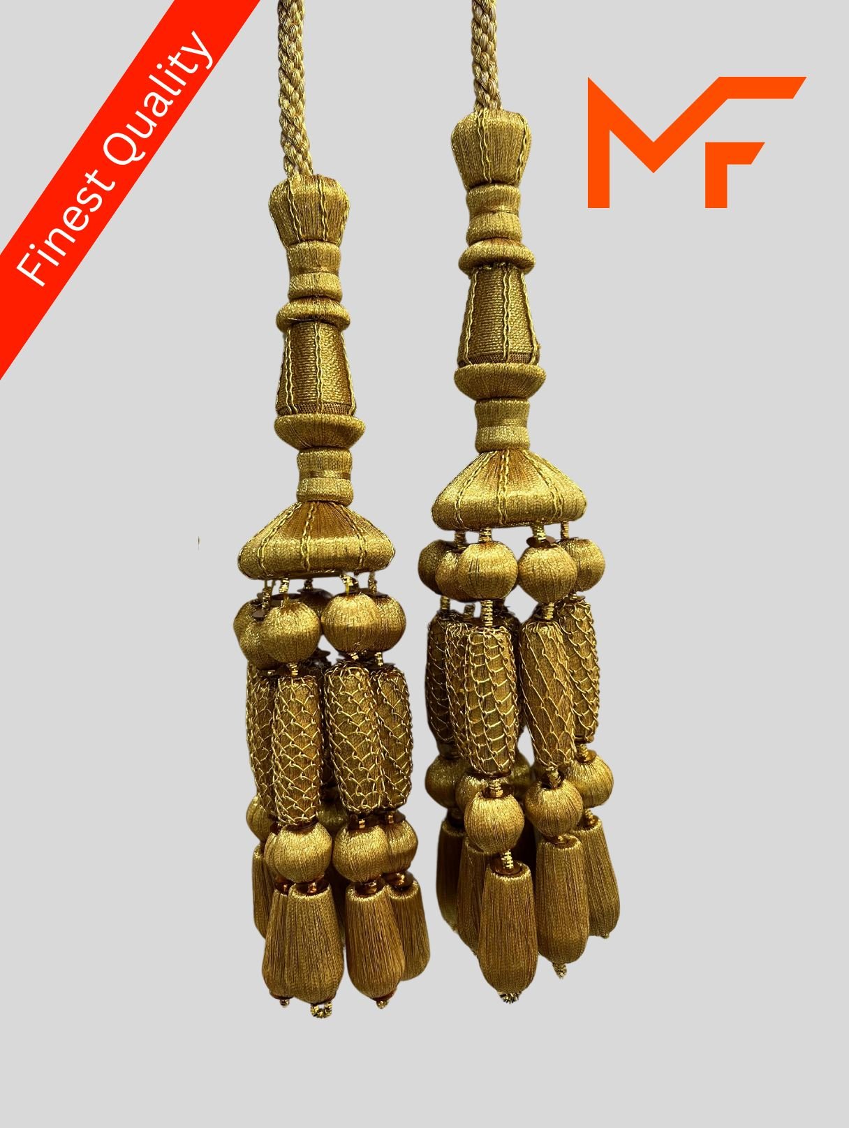 Golden Long Chain Wooden Beads Tassels